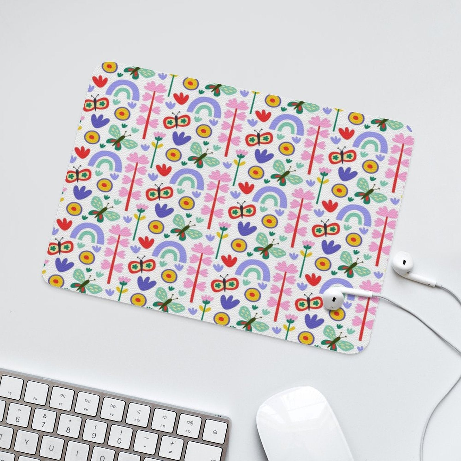 Rainbows And Butterflies - Leather Mouse Pad Leather Mouse Pad Printed Offshore