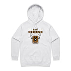 Say Cheese, Retro Camera - Womens Hoodie White Marle Womens Hoodie Printed In Australia Retro Tech