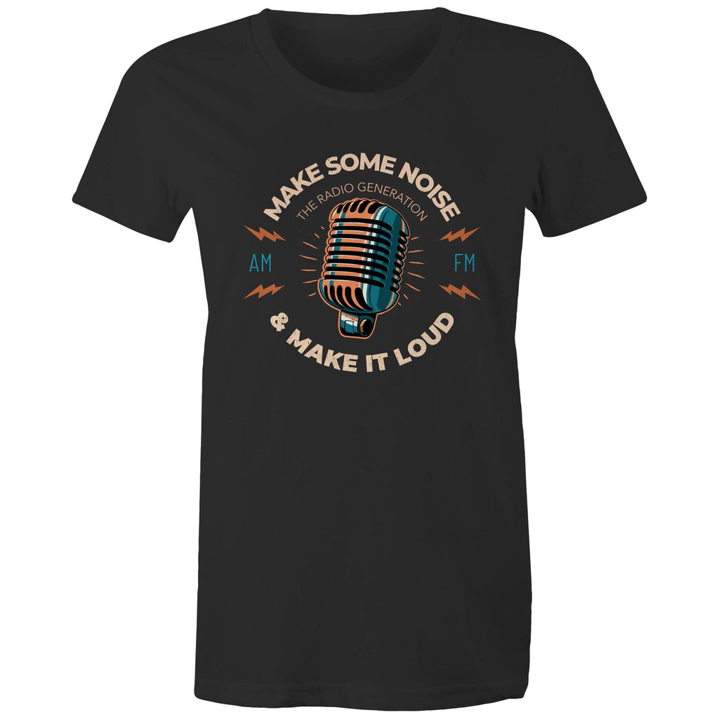 Make Some Noise - Womens T-shirt Black Womens T-shirt Music Printed In Australia