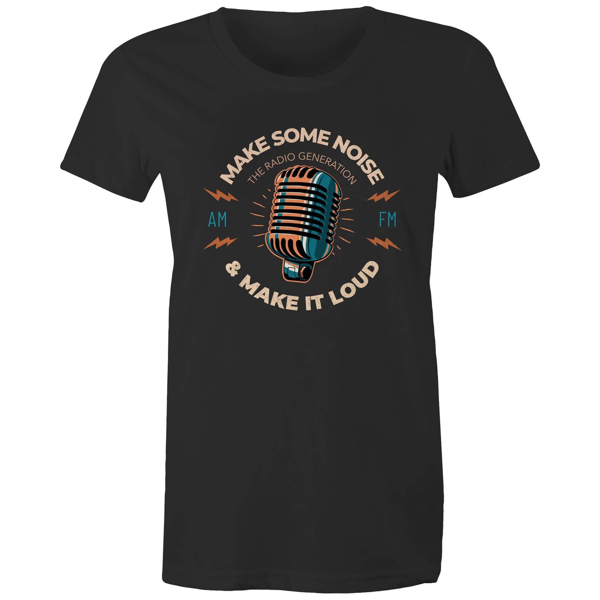Make Some Noise - Womens T-shirt Black Womens T-shirt Music Printed In Australia