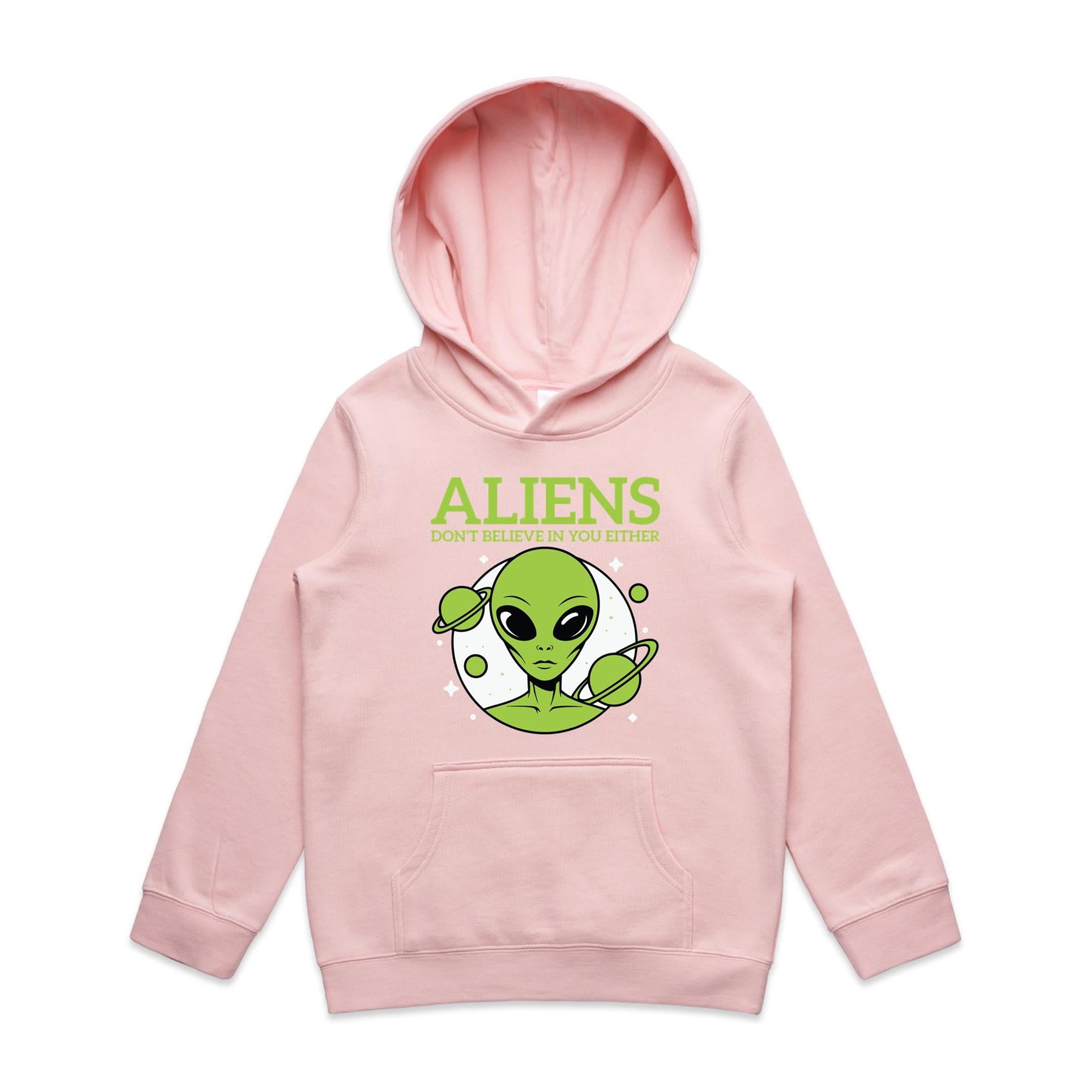 Aliens Don't Believe In You Either Kids AS Colour Hoodie