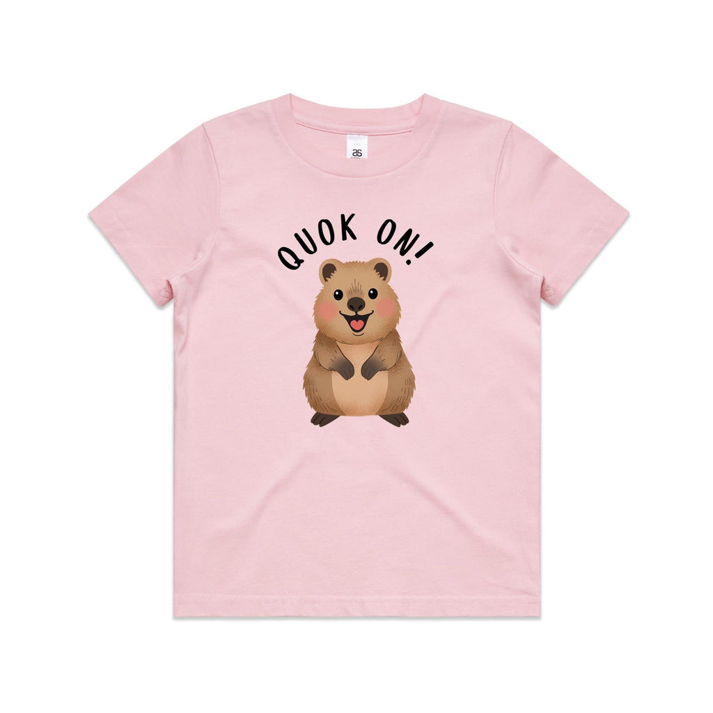 Quokka, Quok On Kid's AS Colour T-shirt Pink Kids T-shirt animal Printed In Australia