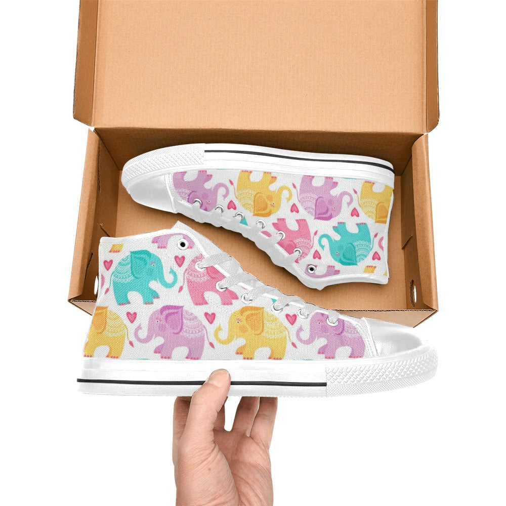 Elephant Dance - Kids High Top Canvas Shoes