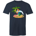 Surf Summer Santa - Mens T-Shirt Navy Mens Christmas T-shirt Christmas Printed In Australia