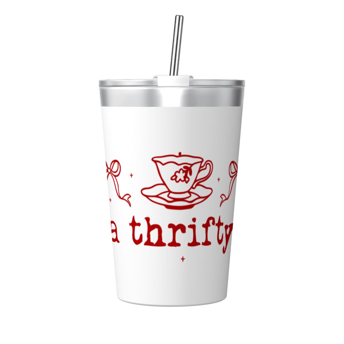Just A Thrifty Girl Small Stainless Steel Travel Mug Cup 12oz/350ml
