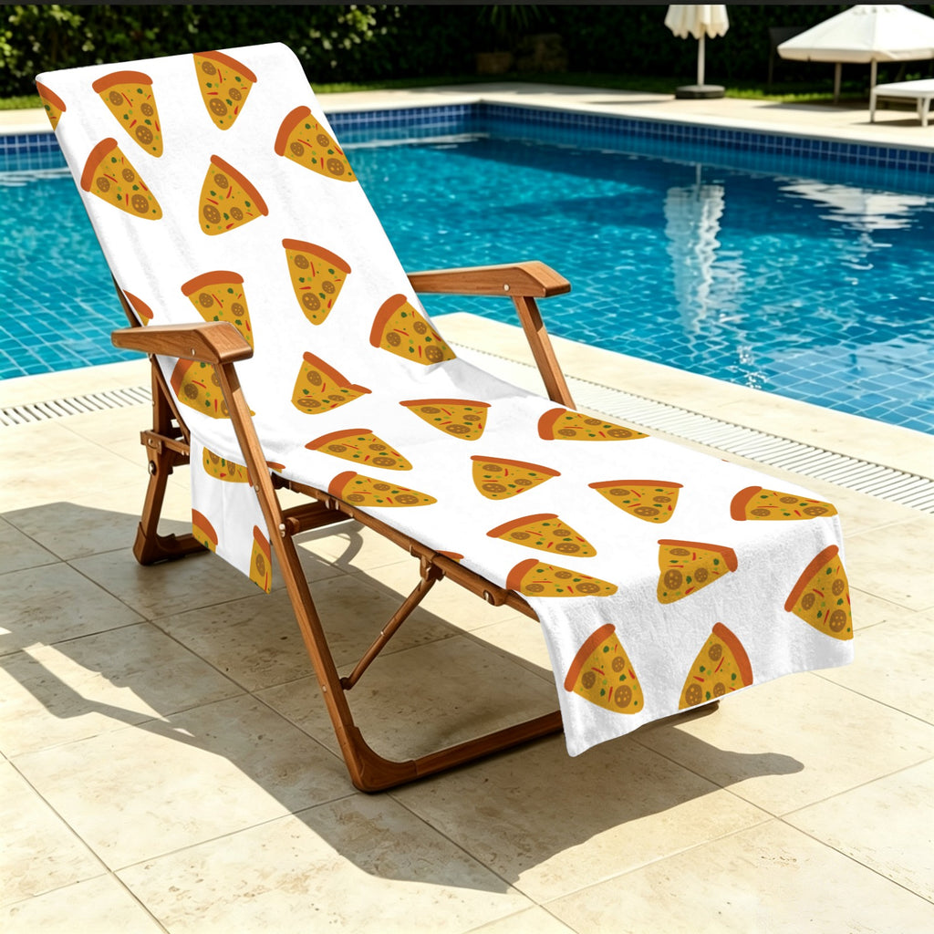 Pizzas Beach Chair Towel Cover with Side Pockets