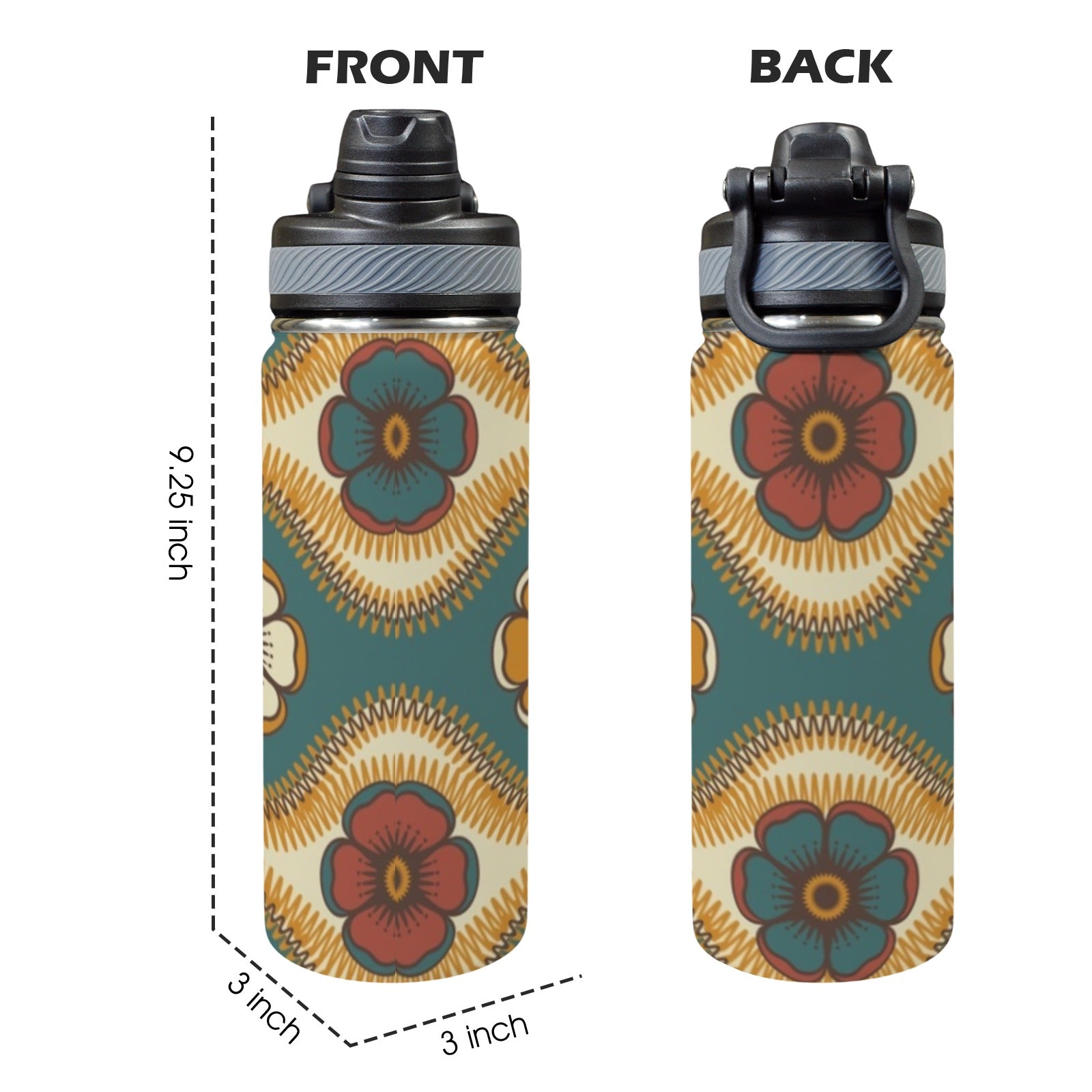 Vintage Floral - Insulated Water Bottle with Dual-Use Lid (18oz) Insulated Water Bottle with Dual-Use Lid (18oz) Printed Offshore