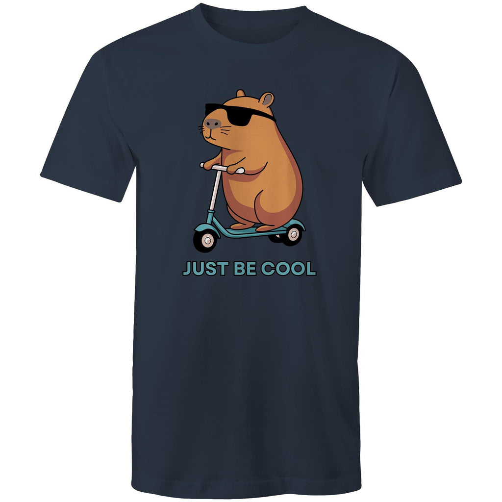 Just Be Cool, Capybara - Mens T-Shirt Navy Mens T-shirt animal Printed In Australia