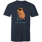 Just Be Cool, Capybara - Mens T-Shirt Navy Mens T-shirt animal Printed In Australia