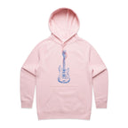 Guitar - Womens Hoodie Pink Womens Hoodie Music Printed In Australia