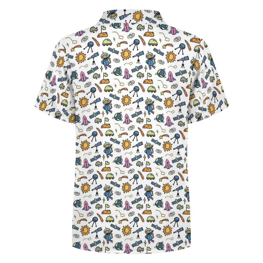 All About Space Kids Youth Short Sleeve Button Up Shirt