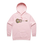 Guitar Reflection In Colour - Womens Hoodie Pink Womens Hoodie Music Printed In Australia