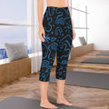 Blue Squiggle Women's High Waist Pocket Capri Yoga Leggings Women's High Waist Capri Yoga Leggings Printed Offshore