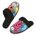 Sticker Music Men's Fur Trim Thick-Sole Indoor Slippers 2XL Men's Fur Trimmed Slippers Music Printed Offshore