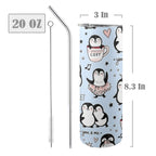 Penguin Love - 20oz Tall Skinny Tumbler with Lid and Straw