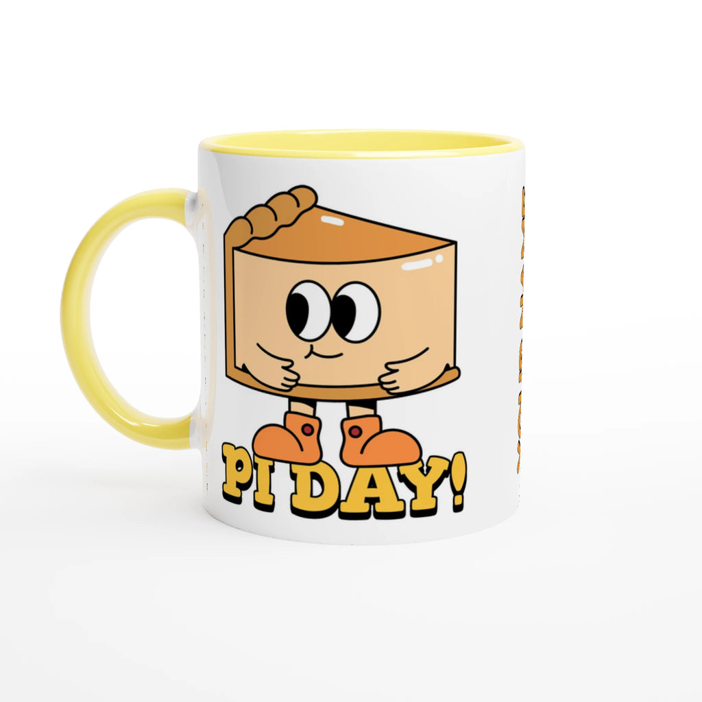 Personalised - Pi Day - White 11oz Ceramic Mug with Colour Inside Ceramic Yellow Personalised 11oz Mug customise Globally Fulfilled Maths personalise Science