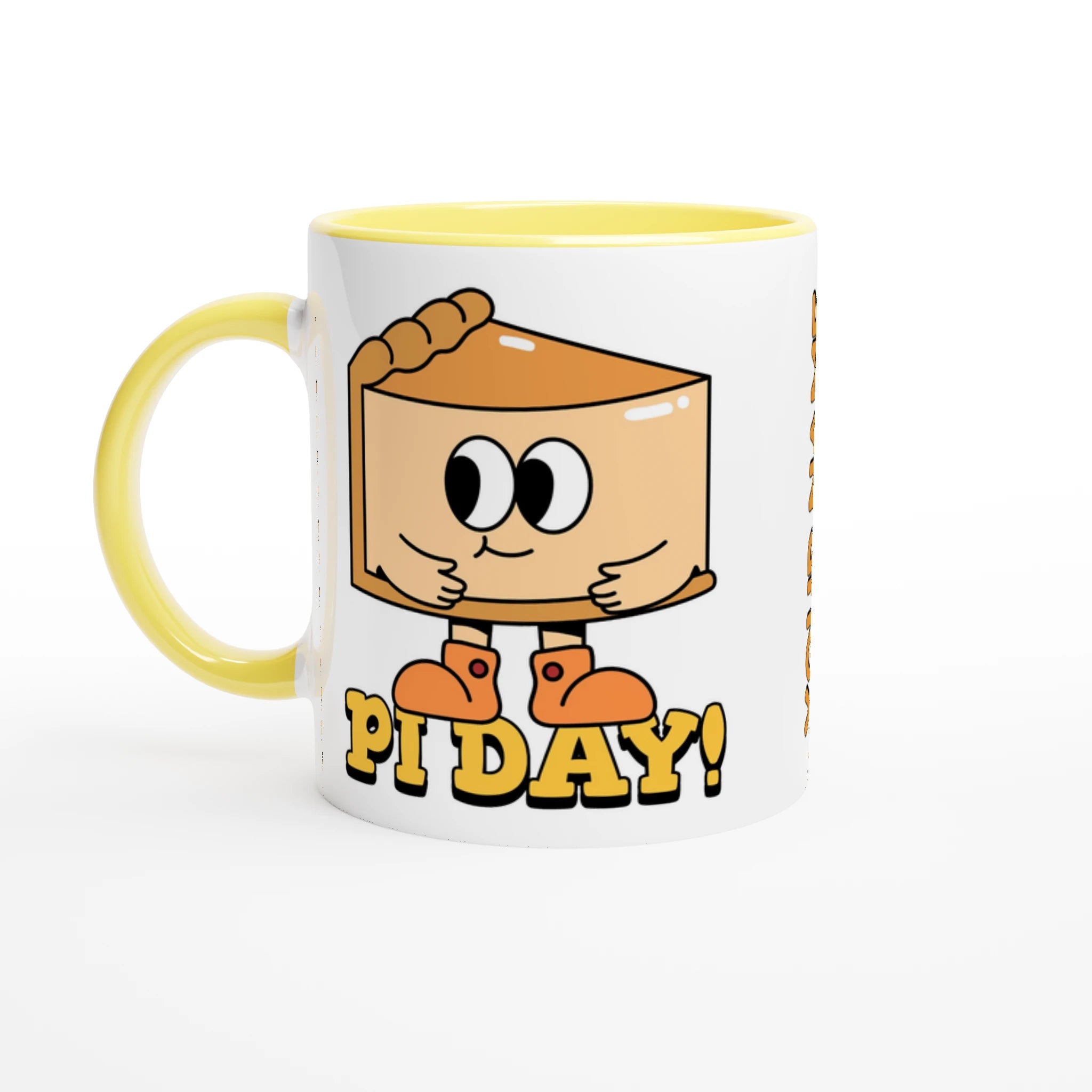 Personalised - Pi Day - White 11oz Ceramic Mug with Colour Inside Ceramic Yellow Personalised 11oz Mug customise Globally Fulfilled Maths personalise Science