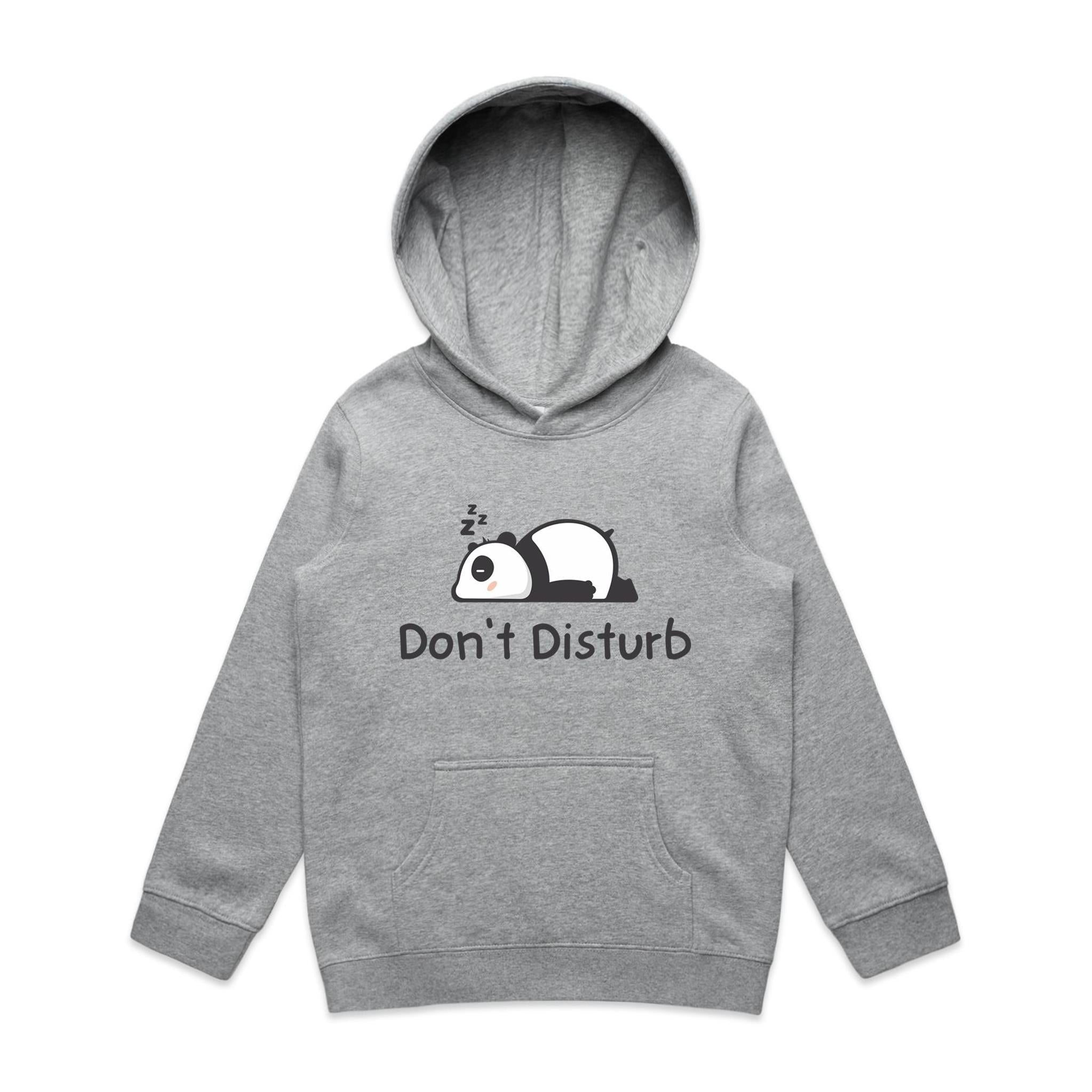 Panda, Don't Disturb - Kids Hoodie Grey Marle Kids Hoodie Printed In Australia