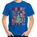 Merry Christmas - Kids Youth T-Shirt Bright Royal Kids Christmas T-shirt Christmas Printed In Australia