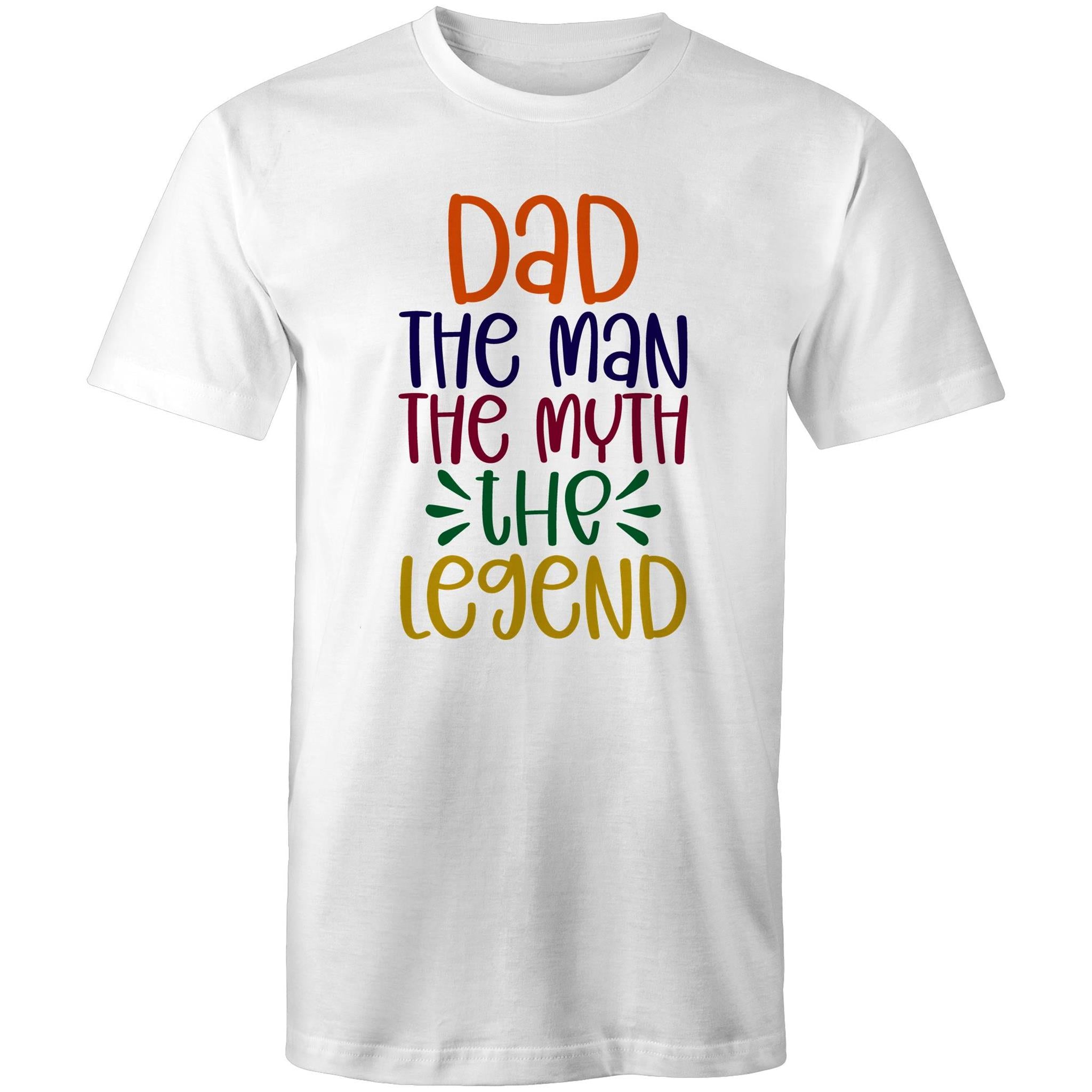 Dad, The Man, The Myth, The Legend - Mens T-Shirt White Mens T-shirt Dad Printed In Australia