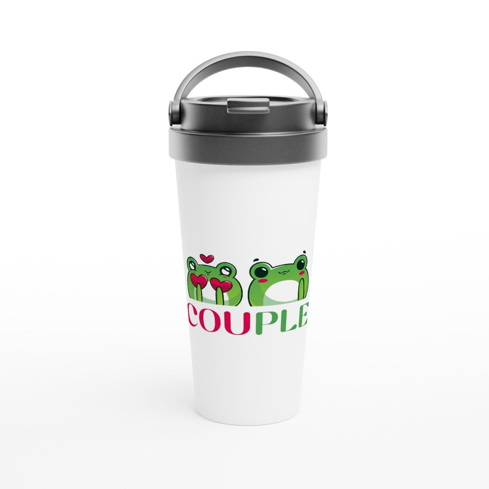 Frog Couple - White 15oz Stainless Steel Travel Mug Travel Mug animal Globally Fulfilled love
