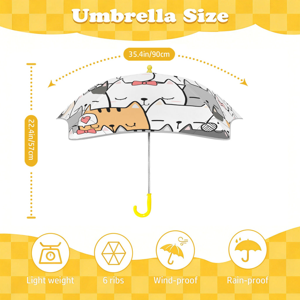 Cat Hello Kids Safe Round Corner Umbrella Kids Safe Round Corner Umbrella animal Printed Offshore