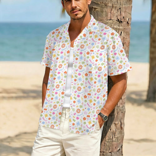 Abstract Colourful Shapes Men's Crinkle Hawaiian Shirt Men's Crinkle Hawaiian Shirt Printed Offshore