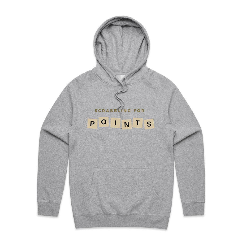 Scrabbling For Points - Mens Hoodie Grey Marle Mens Hoodie Games Printed In Australia