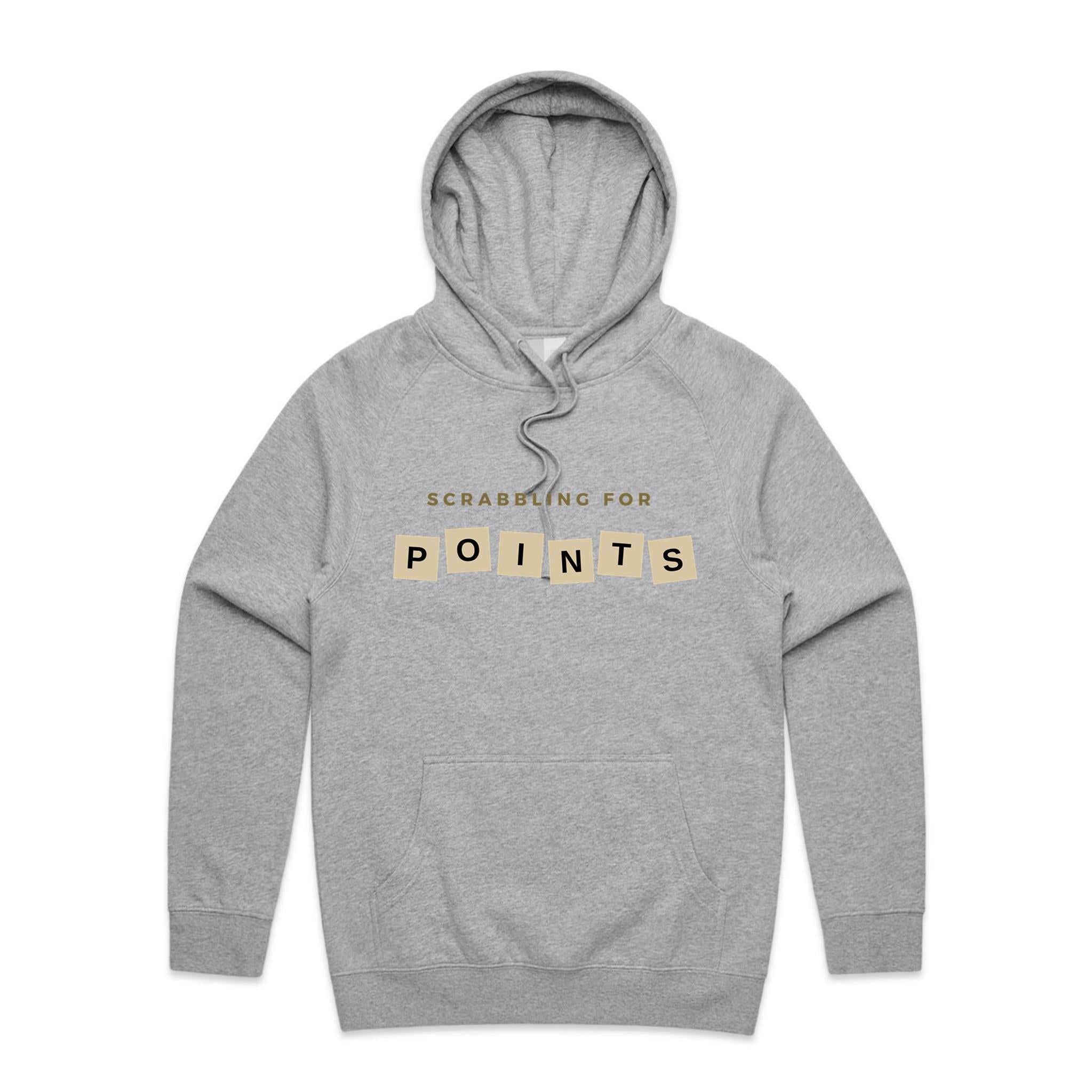 Scrabbling For Points - Mens Hoodie Grey Marle Mens Hoodie Games Printed In Australia