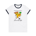 Pineapple Pizza - Women's Ringer Tee White Navy Womens Ringer T-shirt Food Printed In Australia