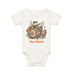 Stay Weird, Guitar Playing Frog On A Snail AS Colour Baby Bodysuit Natural Baby Bodysuit animal Music Printed In Australia