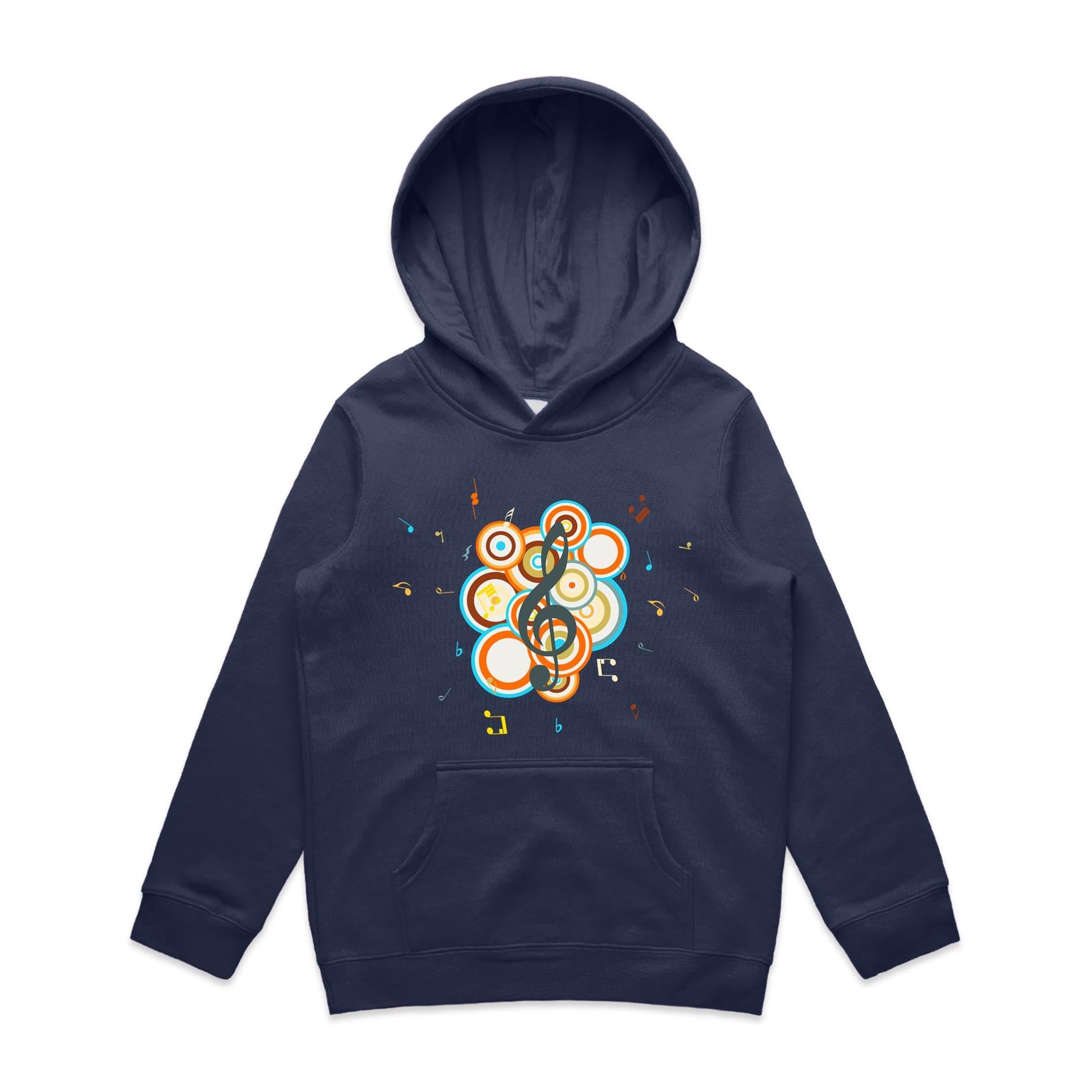 Funky Music - Kids Hoodie Midnight Blue Kids Hoodie Printed In Australia