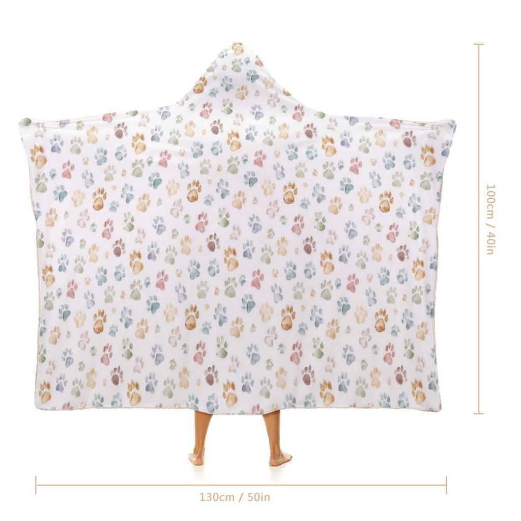 Paw Prints Kids Hooded Blanket 100cm x 130cm