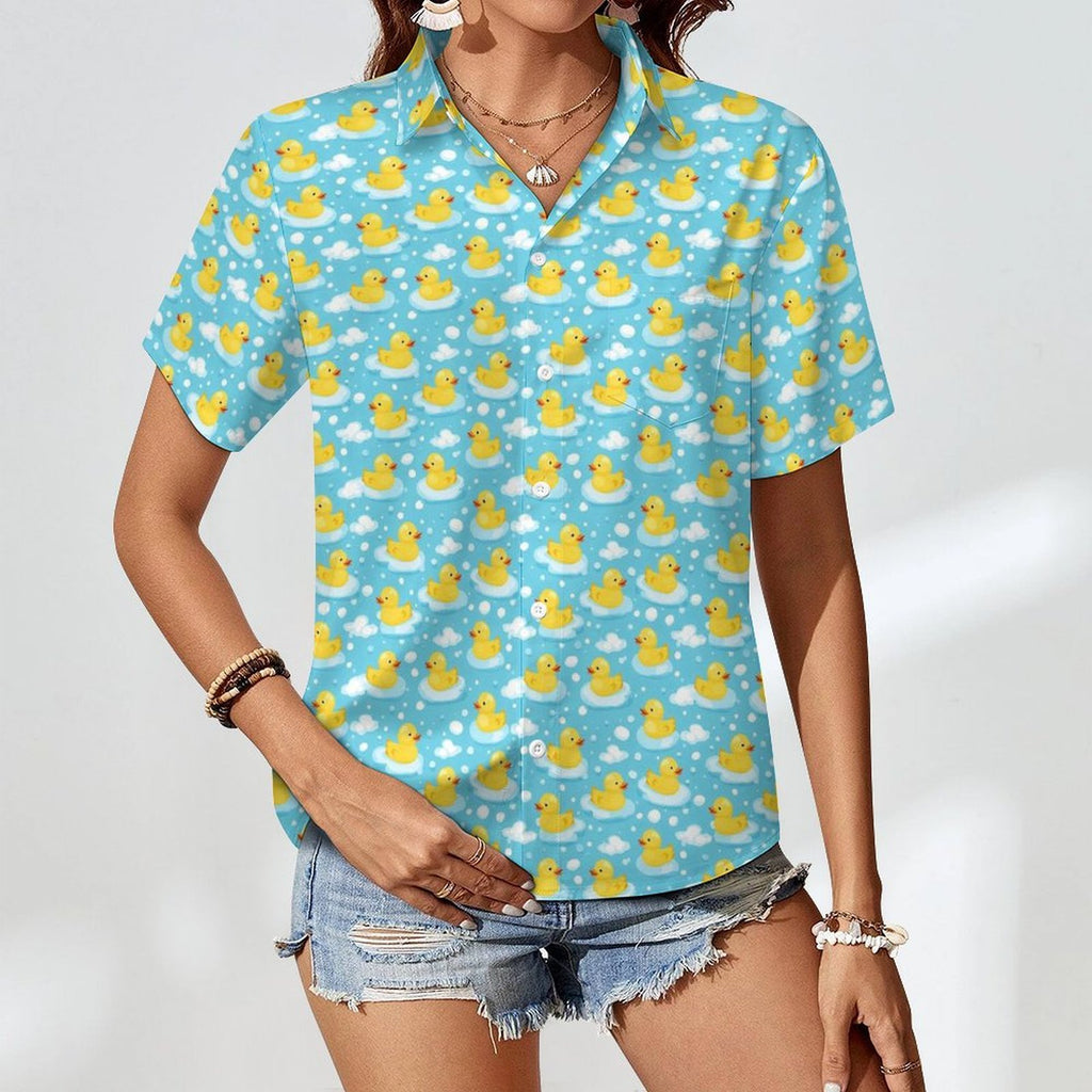 Rubber Ducks Women's Short-Sleeve Button Up Shirt