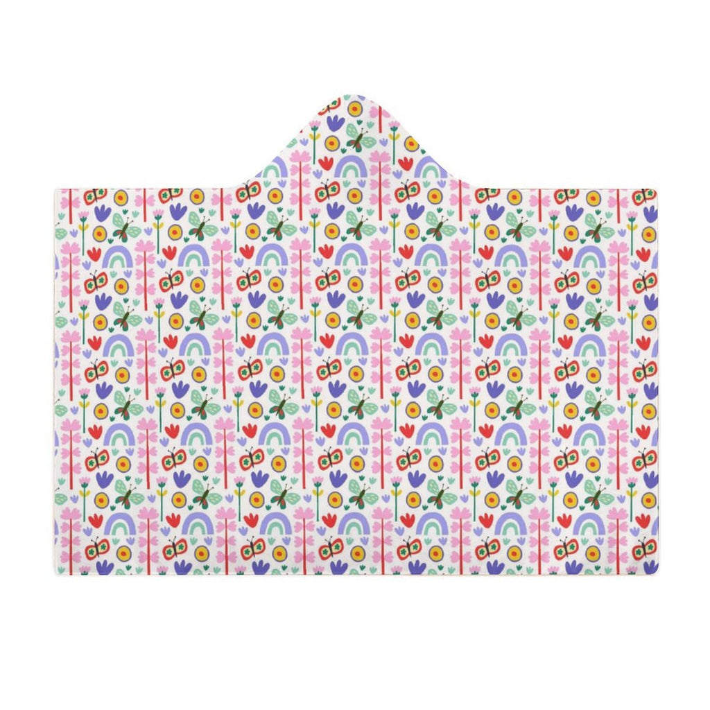 Rainbows And Butterflies Kids Hooded Blanket 100cm x 130cm Kids Hooded Blanket Printed Offshore
