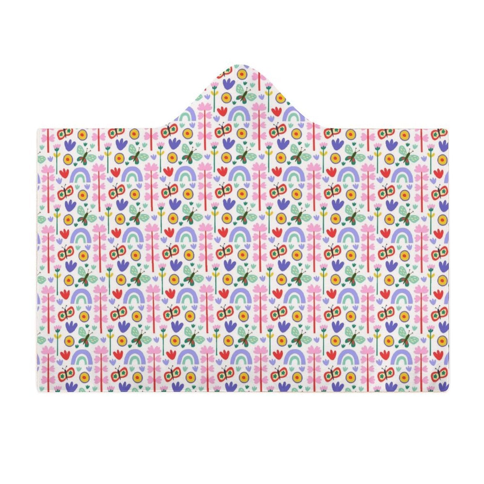 Rainbows And Butterflies Kids Hooded Blanket 100cm x 130cm Kids Hooded Blanket Printed Offshore