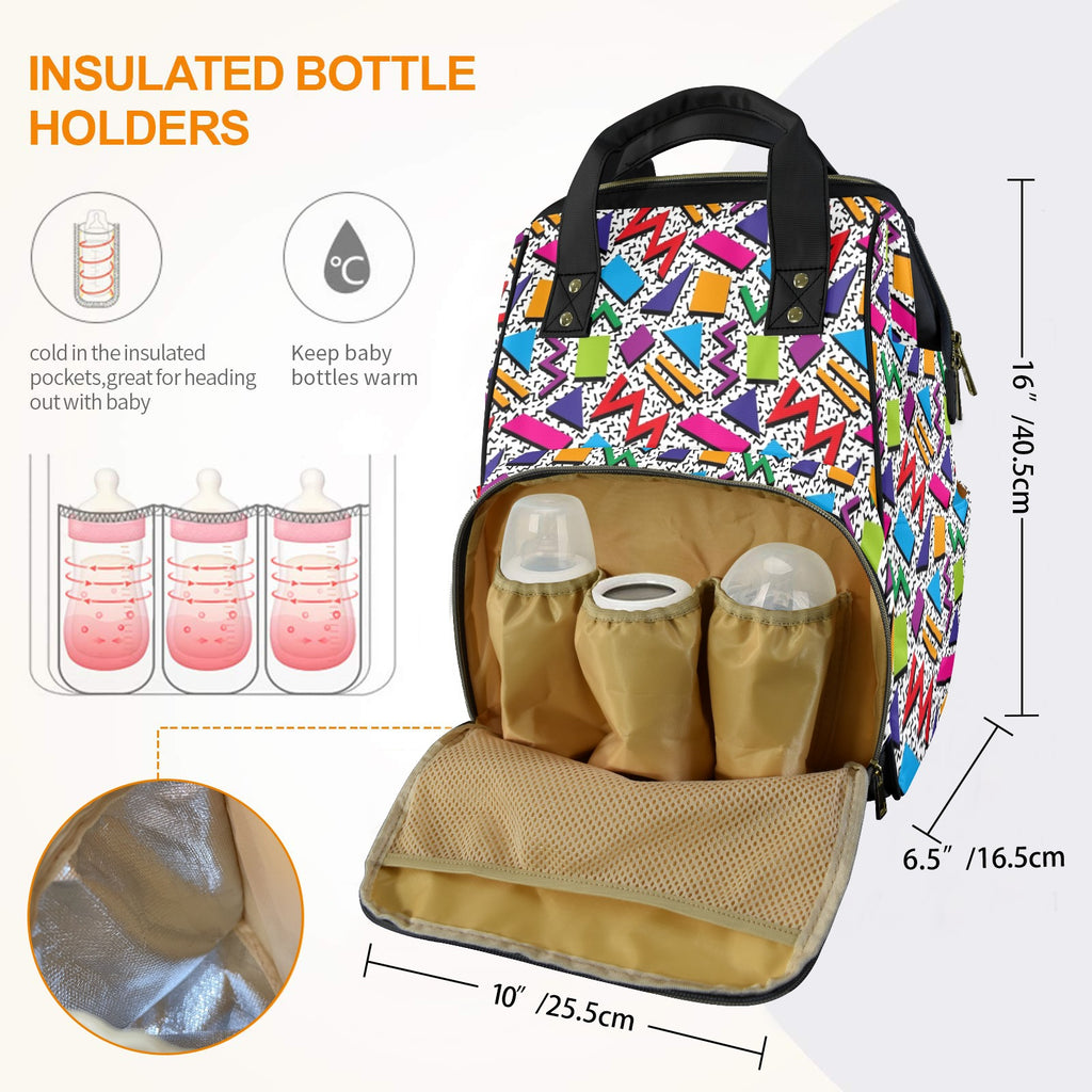 Graphic 80's Multi-Function Backpack, Nappy / Diaper Bag Multi-function Backpack, Nappy / Diaper Bag Printed Offshore Retro