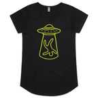 Alien Abduction - Womens Scoop Neck T-Shirt Black Womens Scoop Neck T-shirt Printed In Australia Sci Fi