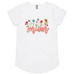 Mum, Flowers And Butterflies - Womens Scoop Neck T-Shirt