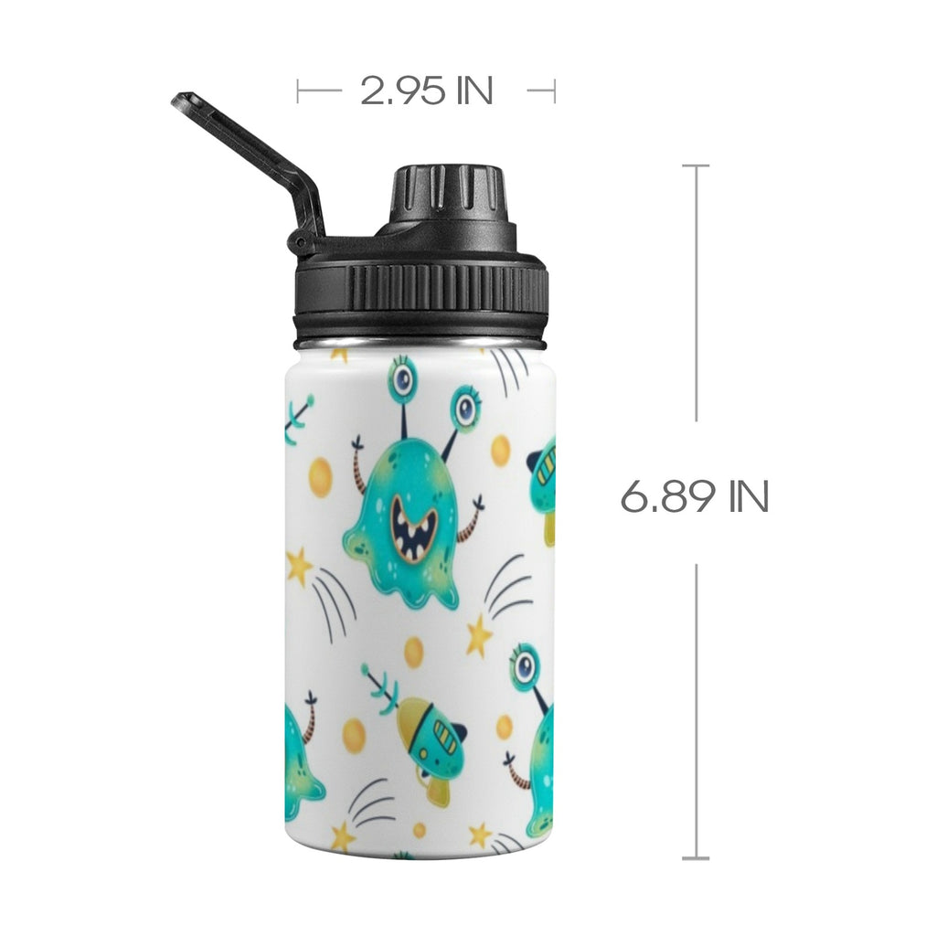 Happy Aliens Kids Water Bottle with Chug Lid (12 oz) One Size Kids Water Bottle with Chug Lid Printed Offshore Sci Fi