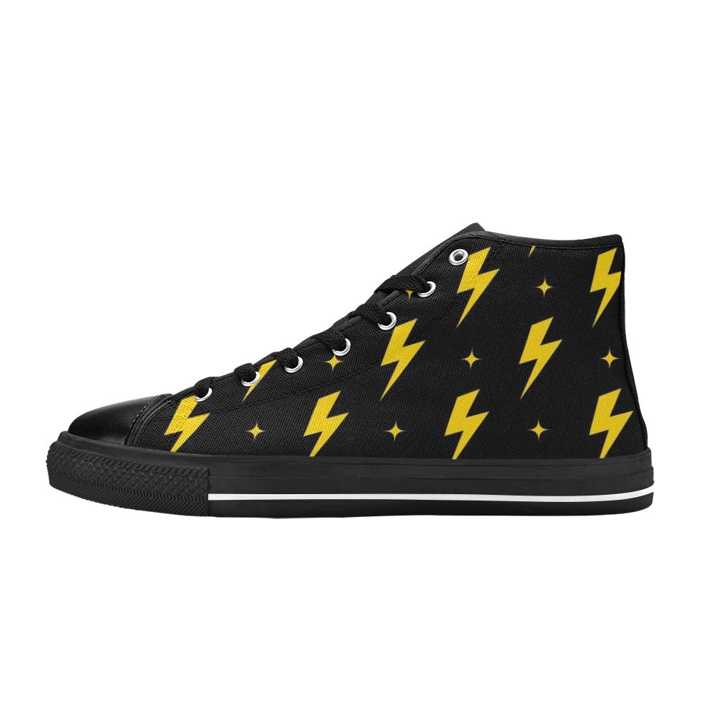 Yellow Lightning - Men's High Top Canvas Shoes