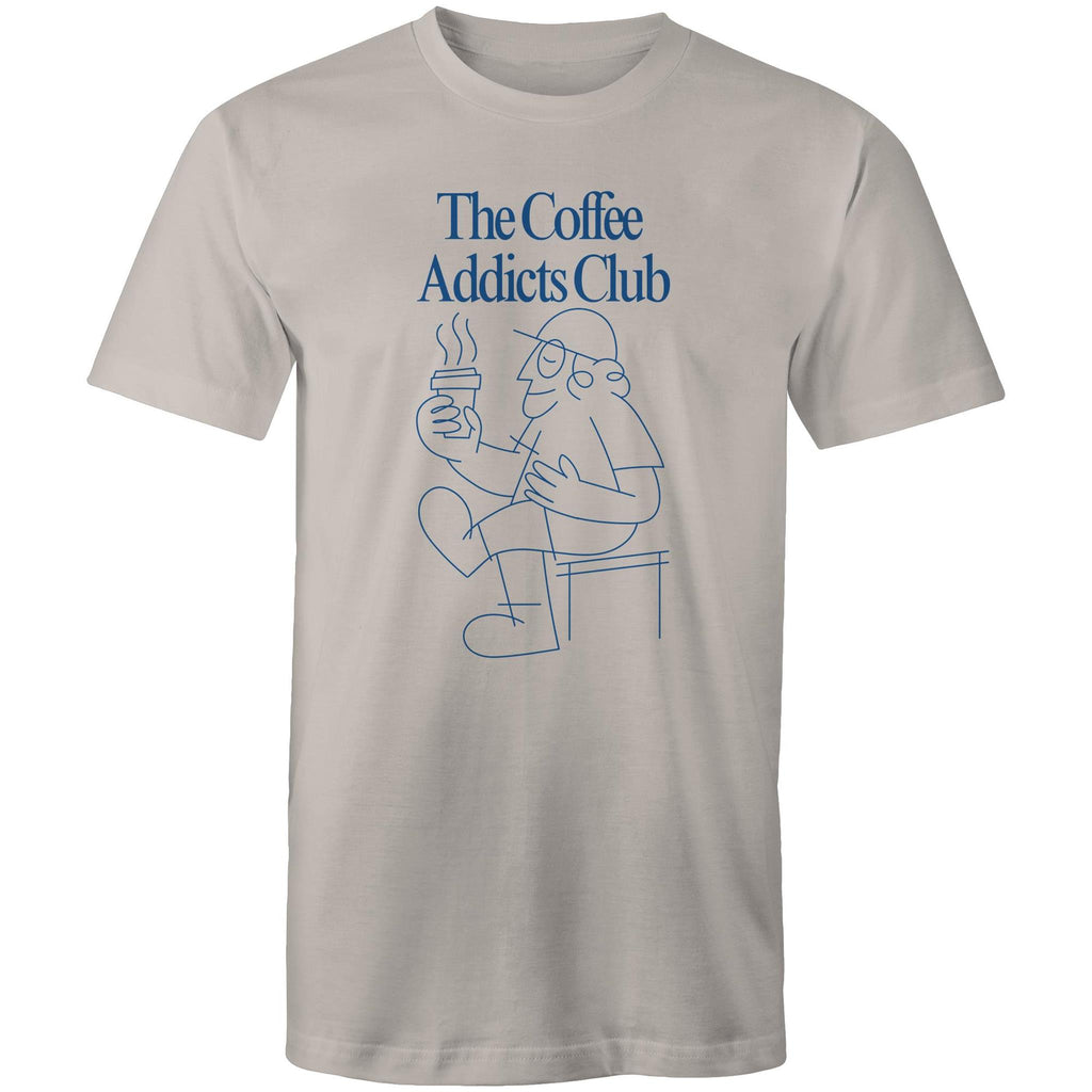 The Coffee Addicts Club - Mens T-Shirt Light Grey Mens T-shirt Coffee Printed In Australia