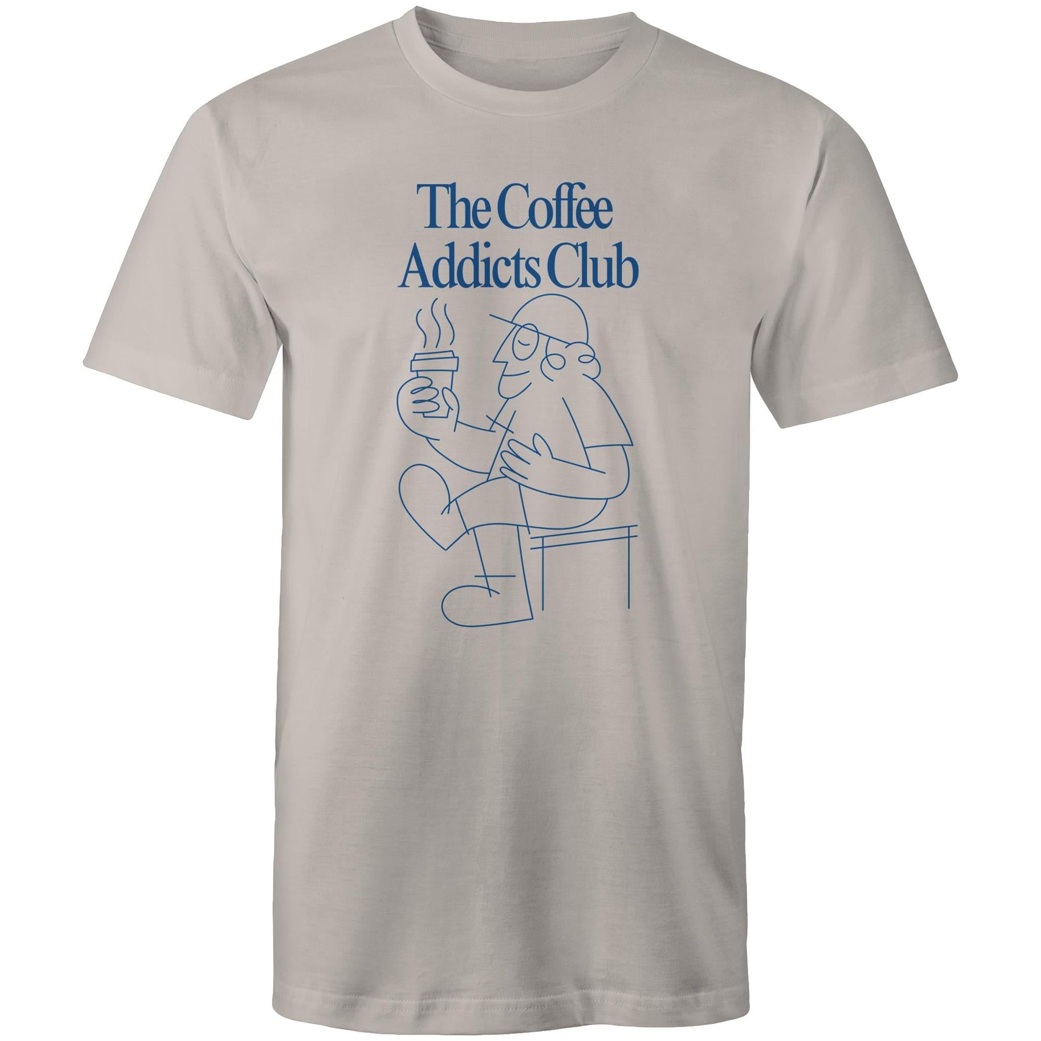 The Coffee Addicts Club - Mens T-Shirt Light Grey Mens T-shirt Coffee Printed In Australia