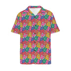 Bright And Bold Flowers Men's Short Sleeve Hawaiian Shirt Men's Hawaiian Shirt (New) Plants Printed Offshore