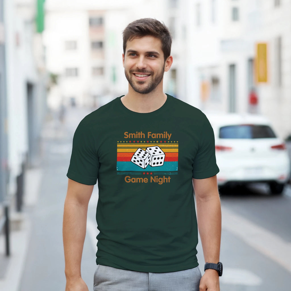 Personalised - Dice, Family Games Night - Heavyweight Unisex Crewneck T-shirt | Gildan® 5000 Forest Green Personalised T-shirt (Up to 5XL) customise Games Globally Fulfilled personalise