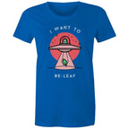 I Want To Be-Leaf - Womens T-shirt Bright Royal Womens T-shirt Printed In Australia Sci Fi