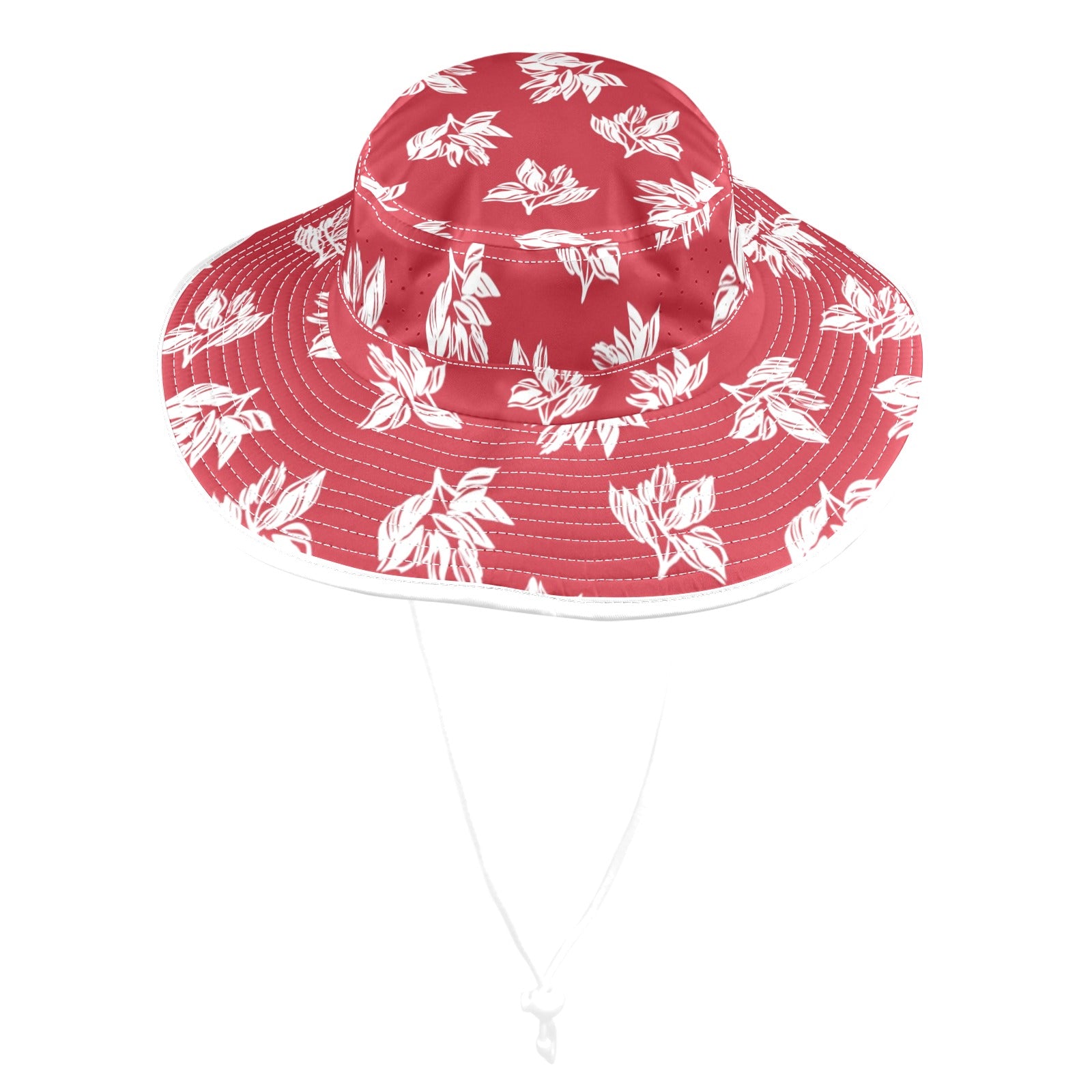 Red Retro Foliage Wide Brim Bucket Hat Wide Brim Bucket Hat Printed Offshore Retro