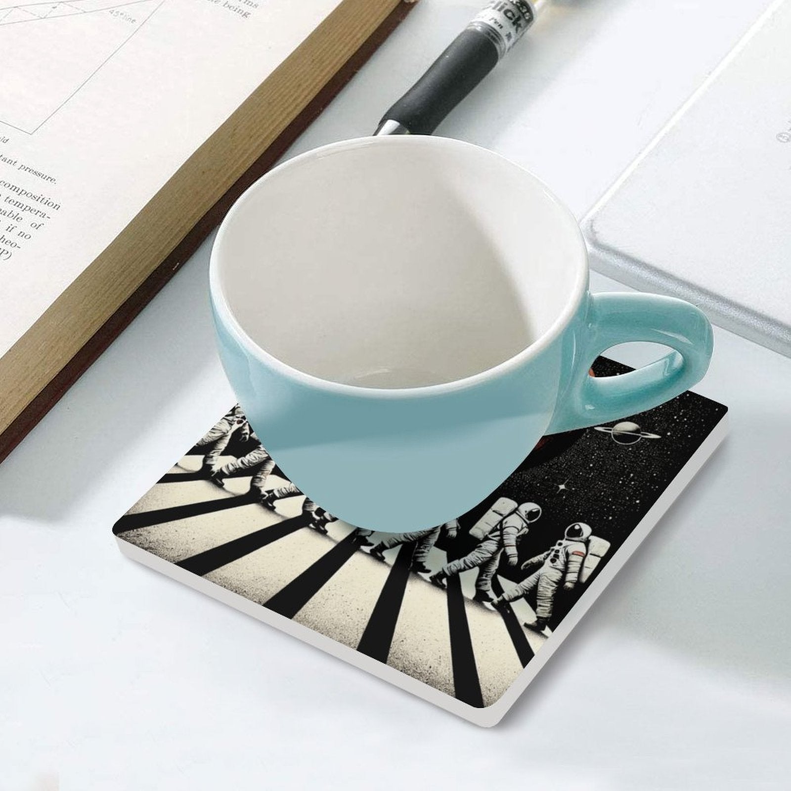 Astronauts Crossing Road - Ceramic Coasters (Square) Ceramic Coasters Printed Offshore Space