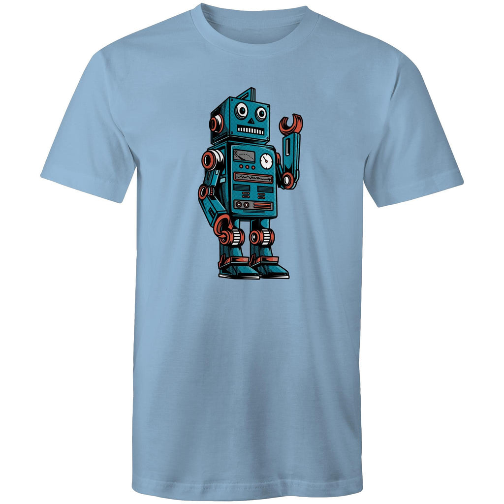 Robot - Mens T-Shirt Carolina Blue Mens T-shirt Printed In Australia Sci Fi