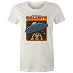 I Want To Believe, UFO - Womens T-shirt Natural Womens T-shirt Printed In Australia Sci Fi